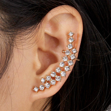E1579 - Hollow Diamond Cuff Earrings